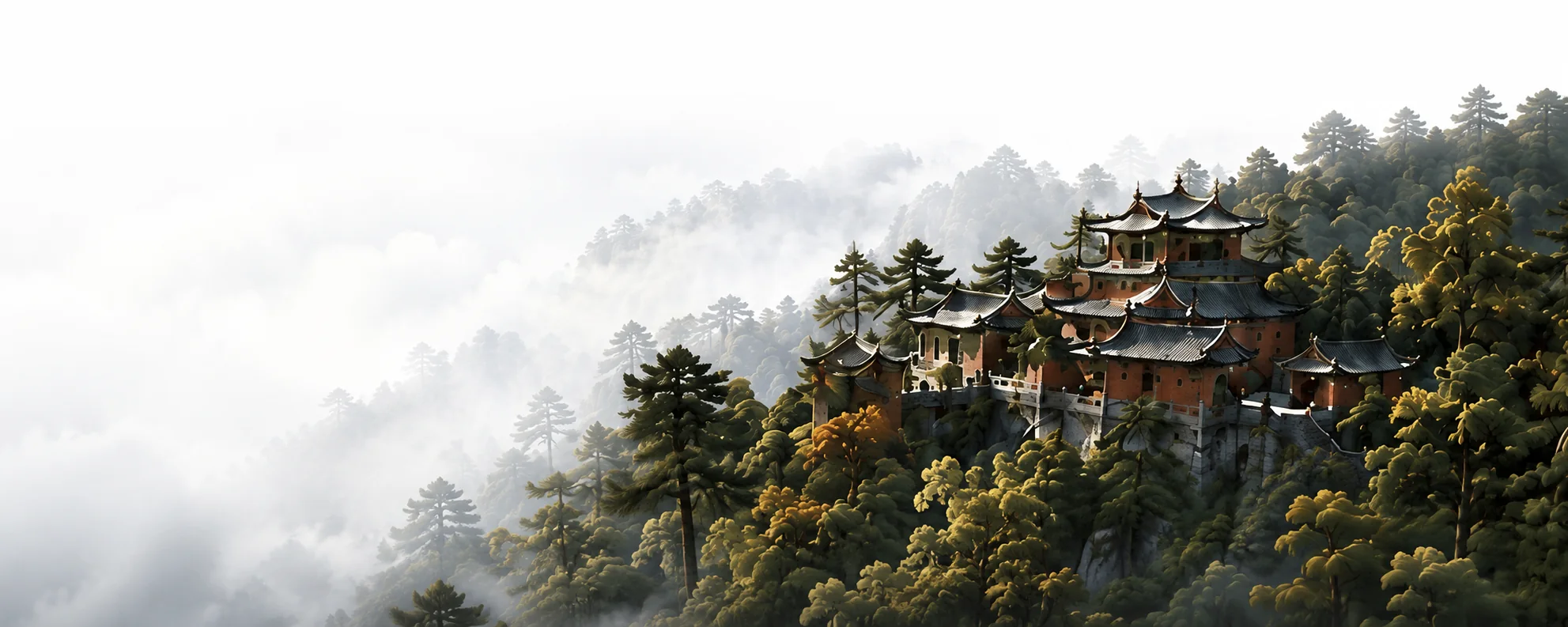Wudang Mountain temples above the cloud line